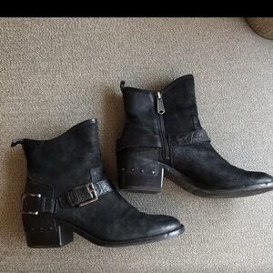 Donald J. Pliner Black Suede Ankle Booties with Buckle